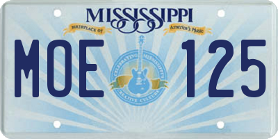MS license plate MOE125