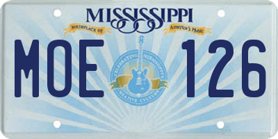 MS license plate MOE126