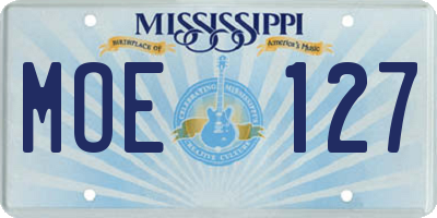 MS license plate MOE127