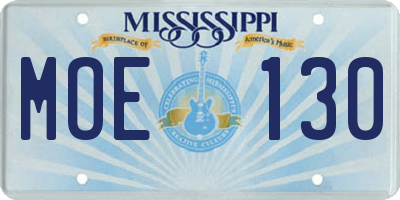 MS license plate MOE130