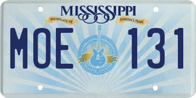 MS license plate MOE131
