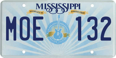 MS license plate MOE132