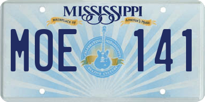 MS license plate MOE141