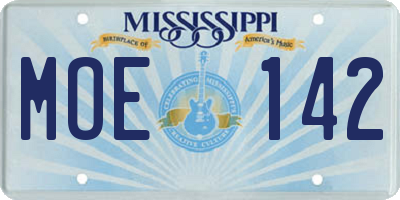 MS license plate MOE142
