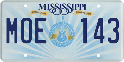 MS license plate MOE143