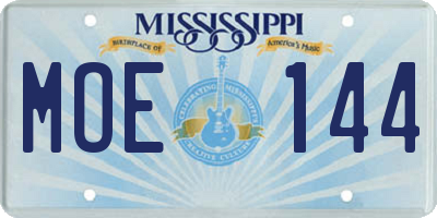 MS license plate MOE144