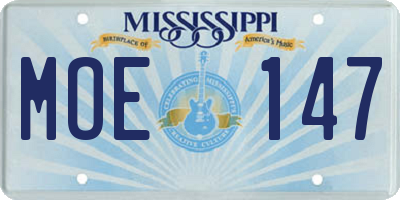 MS license plate MOE147