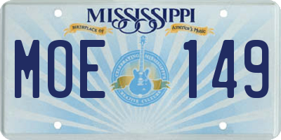 MS license plate MOE149