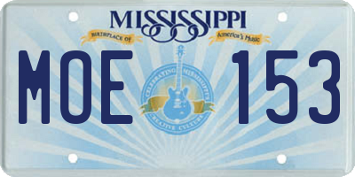 MS license plate MOE153