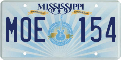 MS license plate MOE154