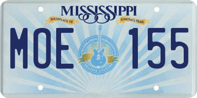MS license plate MOE155