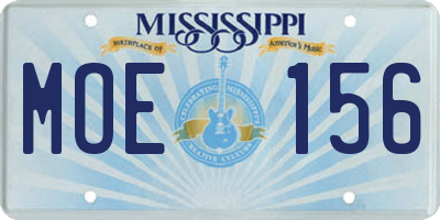 MS license plate MOE156