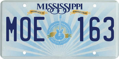 MS license plate MOE163