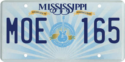 MS license plate MOE165