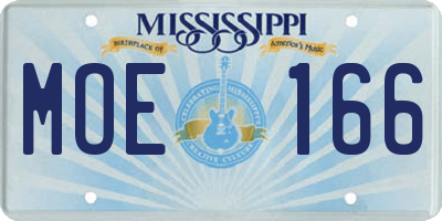 MS license plate MOE166