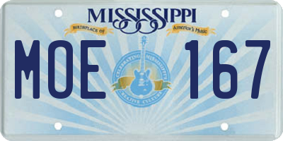 MS license plate MOE167