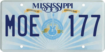 MS license plate MOE177