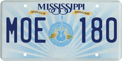 MS license plate MOE180