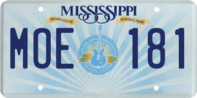 MS license plate MOE181