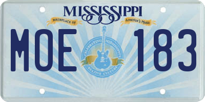 MS license plate MOE183