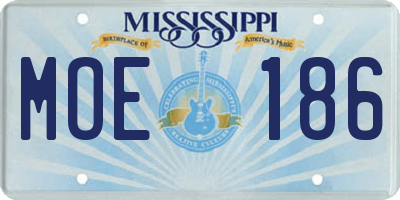 MS license plate MOE186