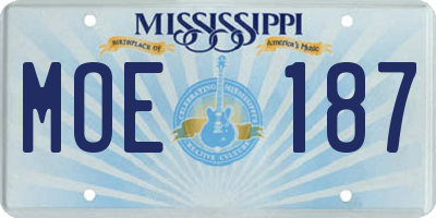 MS license plate MOE187