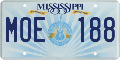 MS license plate MOE188