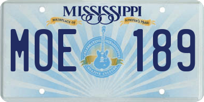 MS license plate MOE189