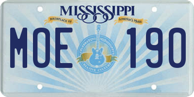 MS license plate MOE190