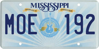 MS license plate MOE192