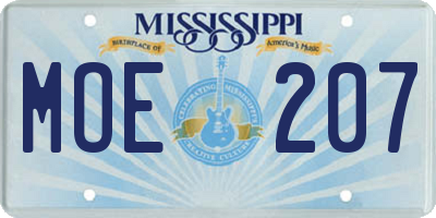 MS license plate MOE207