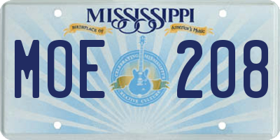 MS license plate MOE208