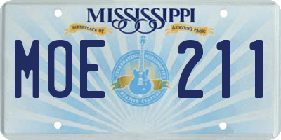 MS license plate MOE211