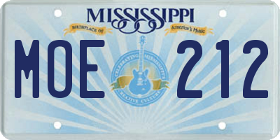 MS license plate MOE212