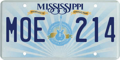 MS license plate MOE214