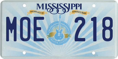 MS license plate MOE218