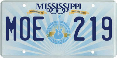 MS license plate MOE219