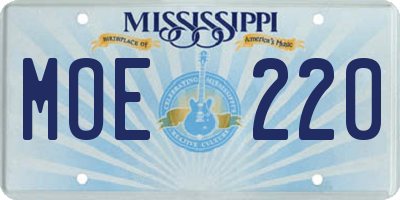 MS license plate MOE220