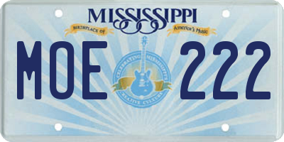 MS license plate MOE222