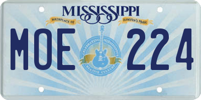 MS license plate MOE224