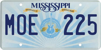 MS license plate MOE225