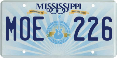 MS license plate MOE226