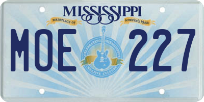 MS license plate MOE227