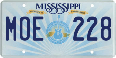 MS license plate MOE228