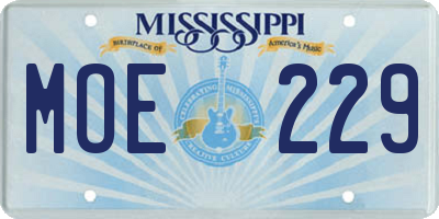 MS license plate MOE229