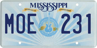 MS license plate MOE231