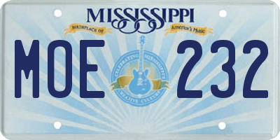 MS license plate MOE232