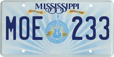 MS license plate MOE233