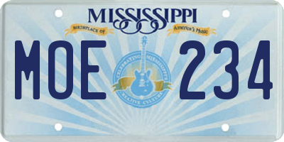 MS license plate MOE234