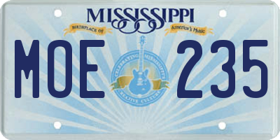 MS license plate MOE235